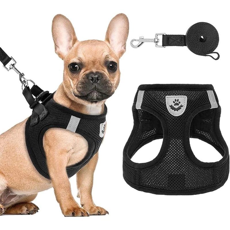 Guia e Coleira de Malha Flexível com Colete Peitoral Ajustável para Cachorro e Gato