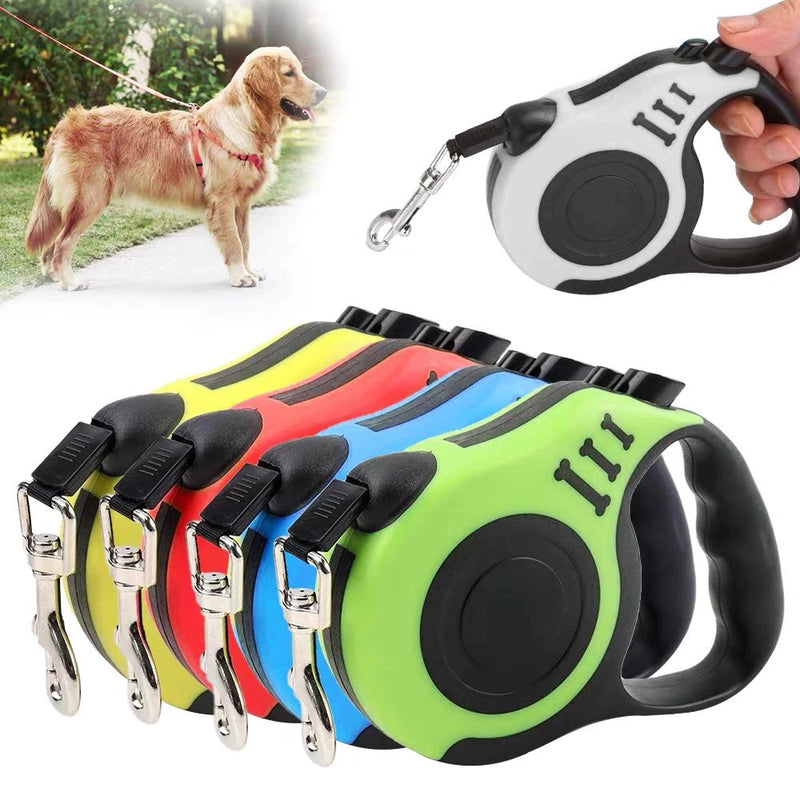 Coleira Guia Retrátil 3/5 Metros para Pets - Cães e Gatos