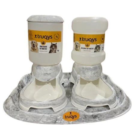 Kit Alimentação Automática Truqys Pets – Comedouro, Bebedouro e Bandeja Antiformigas