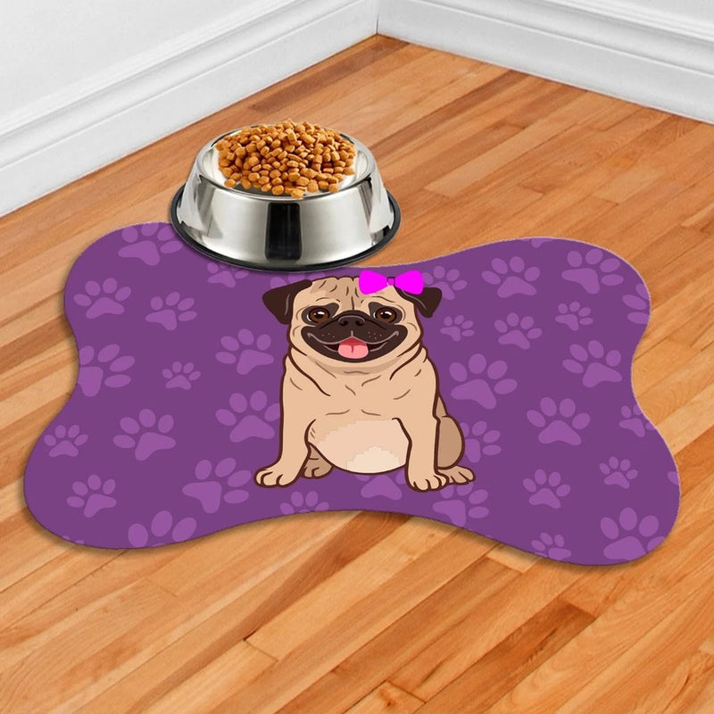 Tapete Antiderrapante para Comedouro – 38x25cm - Estampa Pug