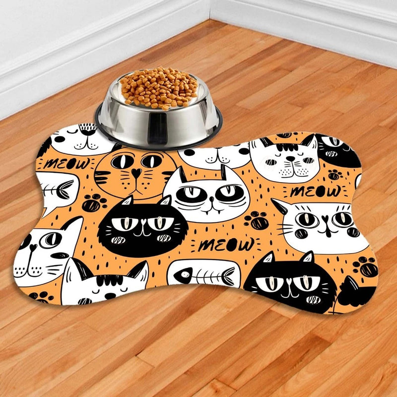 Tapete Antiderrapante para Comedouro – 38x25cm - Estampa Gatinhos