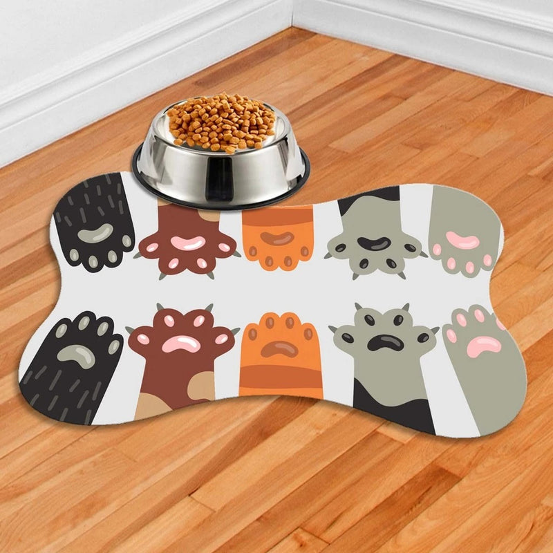 Tapete Antiderrapante para Comedouro – 38x25cm - Patas gatinhos