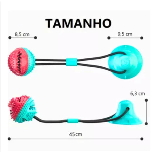 Push Ball Ventosa – Brinquedo Interativo Cabo de Guerra para Cães